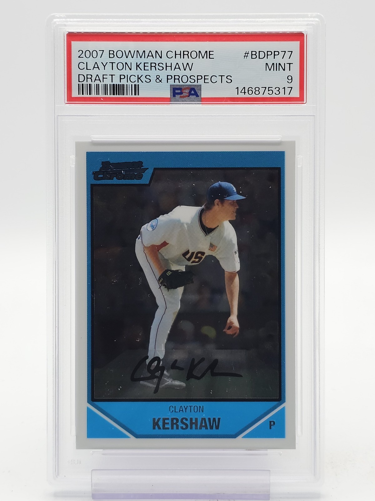CLAYTON KERSHAW 2007 BOWMAN CHROME DRAFT PICKS & PROSPECTS #BDPP77 PSA 9 Q6438