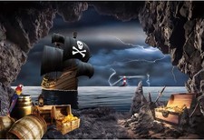 Haoyiyi 10x7ft Pirate Ship Backdrop Seaside Cave 10x7ft, Random color