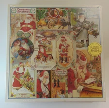 FX Schmid Exquisit Puzzle 600 Pieces Christmas Greetings Vintage Santas NEW