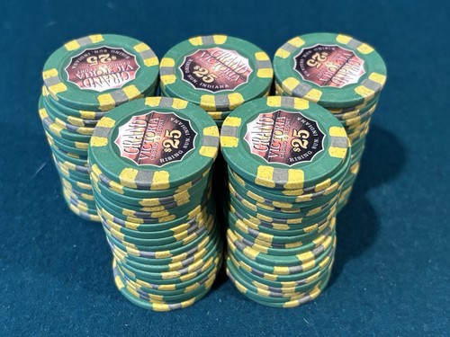 100 $25 Grand Victoria Casino Paulson Poker Chips - Rising Sun, Indiana IN