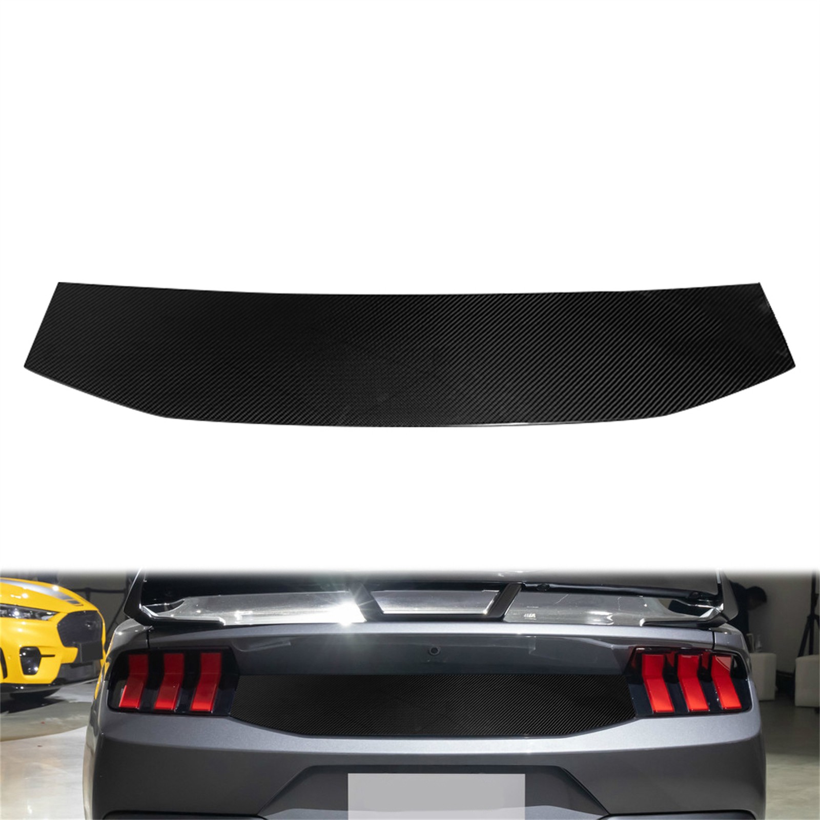 Rear Trunk Decklid Panel Trim Cover For Ford Mustang 2024-2025 Carbon Fiber