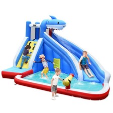 Inflatable Bounce House,Water Slide Park w/Water Slide,Climbing Wall,Splash Pool