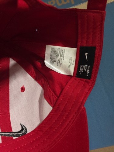 Nike Dri Fit Swoosh Logo Baseball Cap Kids 4-7 Child Toddler Red Black New - Picture 2 of 4