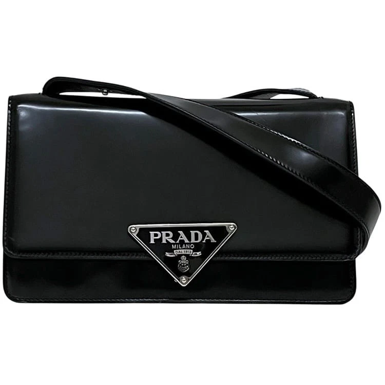 Pre-owned Prada 2-way semi-shoulder bag, black, NERO SPAZZOLATO 1BD321,