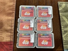 Lot of 6 Transcend 4GB CF 133X CompactFlash Cards 4GB - Used only once