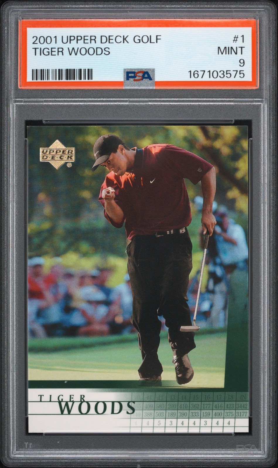 2001 UD GOLF #1 TIGER WOODS PSA 9