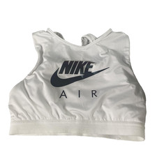 Nike Air Dri-FIT Sports Bra Womens Medium White Logo Crop Top DM0643-100