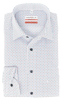 Marvelis Herren Businesshemd Modern Fit Kent Kragen Extra Langer Arm 69cm Muster