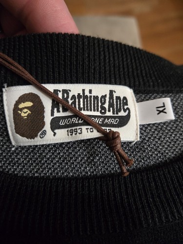 BAPE APE HEAD JACQUARD NIT CREWNECK SWEATER BLACK SZ XL 2023 1J80-120-005 - Picture 3 of 11