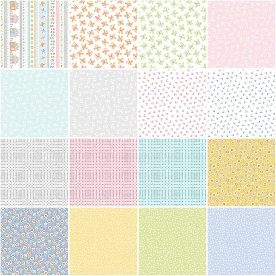 Rollo de gelatina Precortado Benartex 40 2.5" Tiras Happy Heart Primavera Bebé 100% Algodón Foto 3 de 4