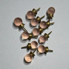 11 Vintage/Antique Pink Glass Cabinet Knobs Cabinet Door Pull Reclaimed Regency