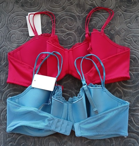 btempt'd bra lot 36DD Blue Red Floral Lace Lined Underwire 953144 NWT 2 Pieces - Picture 12 of 13