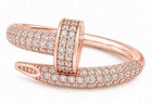 LAB CREATED WHITE SAPPHIRES NAIL RING 14K ROSE GOLD PLATED (.925) - NWT — photo 2