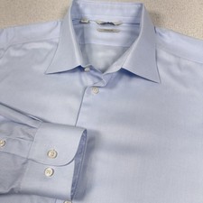 Men  s Suit Supply Traveller Shirt Men  s 46 18 Slim Fit Blue Twill Button Front