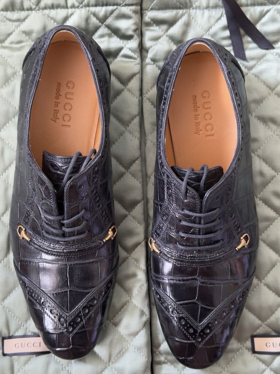 gucci lace up dress shoes Authentic Men's Gucci Brown Leather Lace Up Brogue Dress Shoes 791592 New  $1390