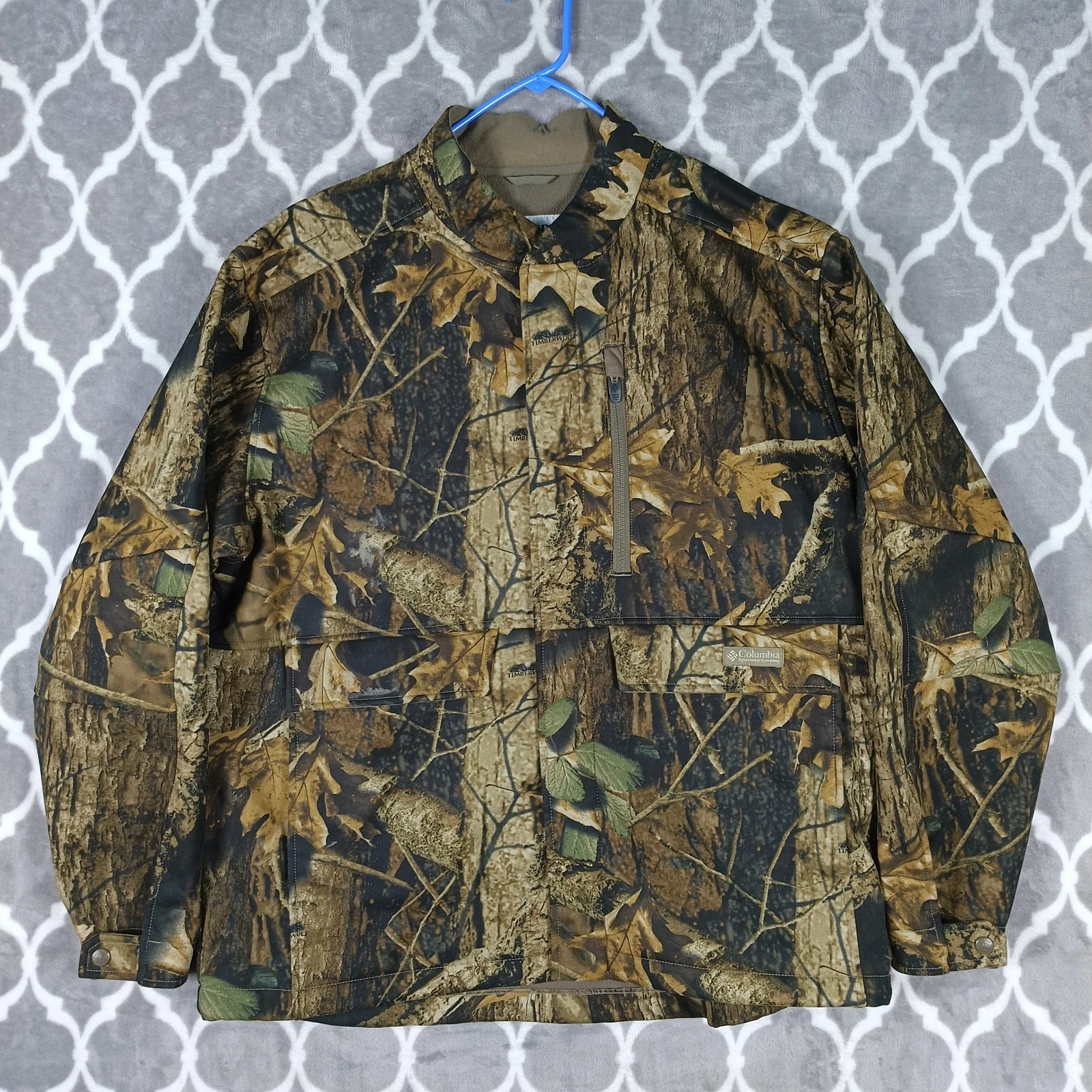 Columbia Sportswear Hunting Jacket Men XL Camouflage Fleece Timberwolf Mossy Oak