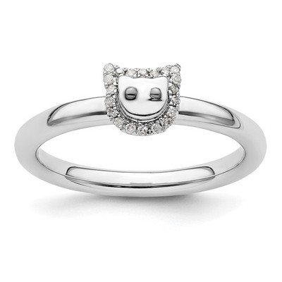 Sterling Silber Vorsteckbar Expressions Katze Diamant Ring Größe 7 für Frauen
