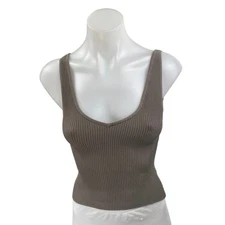Aritzia Babaton Gray Sleeveless Ribbed Knit Sculpt Scoop Cami Tank Top Size XS