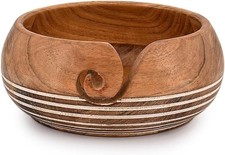 Yarn Storage Acacia Wood Hand Made by Indian Artisans Yarn Bowl for Crocheting 