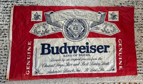 Vintage Budweiser Beer Flag 2 Grommet 60” X 24” Banner Pennant Sign Logo Can