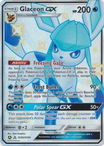 NM-Mint Glaceon GX - SV55/SV94 - Full Art Ultra Rare Pokemon Hidden Fates: Shiny