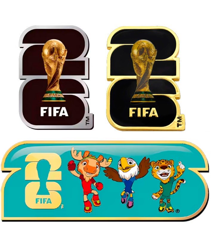 FIFA World Cup 2026 Official Pins Set 3PCS Gold Silver Logo +