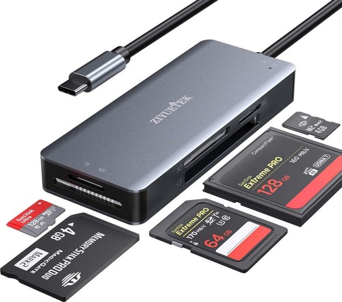 ZIYUETEK USB C CF Card Reader,5- in-1 Aluminum Thunderbolt 3 Memory Card Reader - Picture 8 of 12