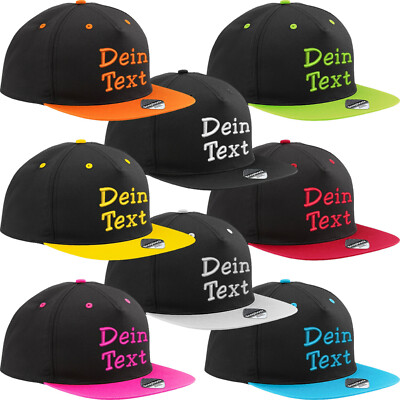 Contrast Snapback Cap 5 Panel bestickt mit Name / Text Basecap Kappe Mütze Cappy
