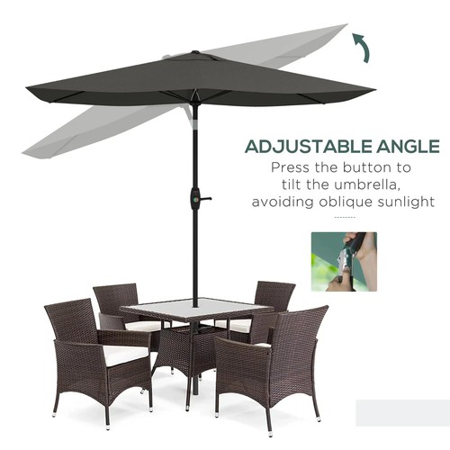 2 x 3 m Rectangular Garden Parasol with Crank and Tilt Outdoor Market Sun Shade - Picture 9 of 14