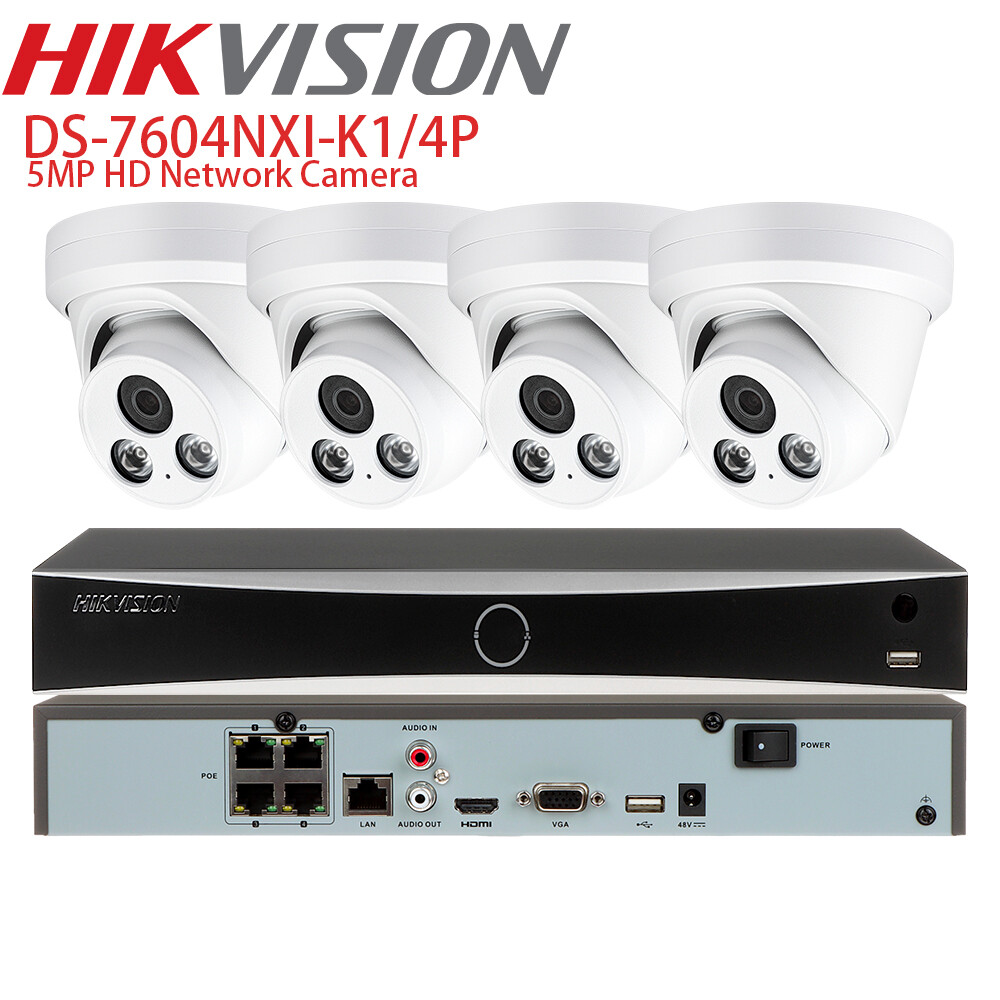 Security Camera System Hikvision 4ch 4POE NVR IR Outdoor Camera Built-in MIC Lot-image