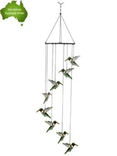 Metal Hummingbird 8 Birds Wind Chime Natures Melody Hanging Home Decor Mum Gift