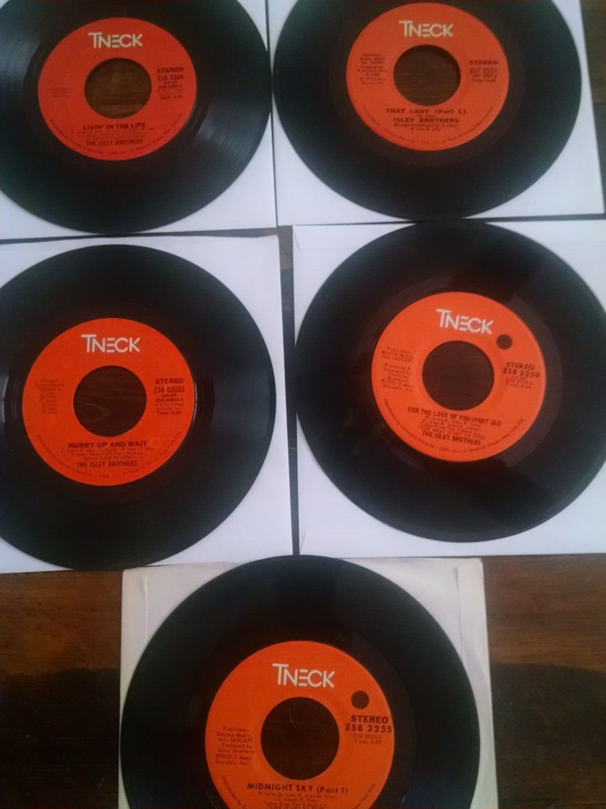 Isley Bros 45 rpm records lot of five VG or better
