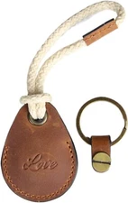  Genuine Leather Airtag Case Cover Air Tag Keychain Keyring Key Ring Crazy Horse