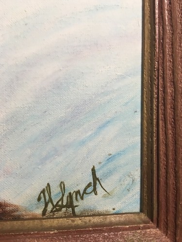 Original Signed Helen Lynch Winter River setting 1964 Painting Wood Frame - Picture 5 of 12