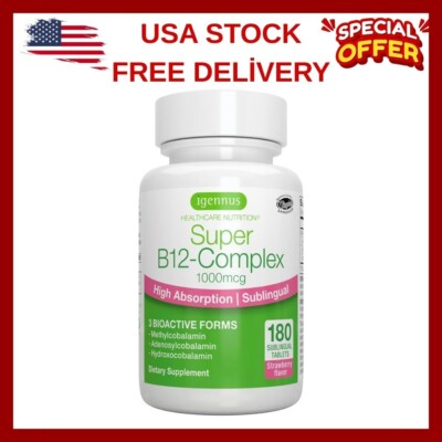 Igennus Super Vitamin B12 Complex 1000mcg Sublingual - 180 Count (Pack of 1)