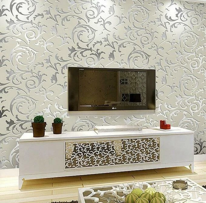 1M Metallic Textured Wallpaper Victorian Embossed Damask Roll Home Decor Floral - Image 3 of 4