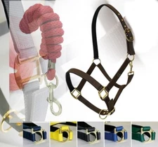 Nylon Double Halter For Horses With Leather Padding