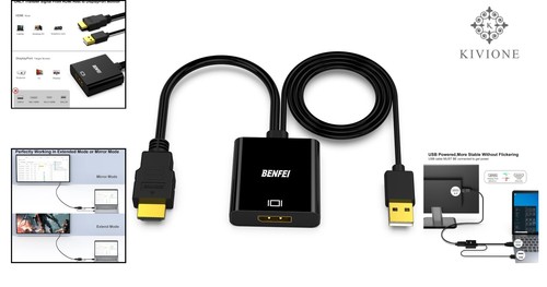 HDMI Computerauf Displayport Adapter 4K60Hz 2K144Hz 1080P165Hz aktiv Audio - Bild 2 von 10