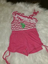 polo ralph lauren Baby Girl Romper 12 Months Pink Vintage one shoulder ruffle