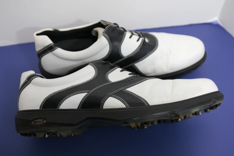 Мужские классические первоклассные кожаные туфли Ecco Crossfire Premiere - белые/черные размер 50 - Изображение 3 из 4