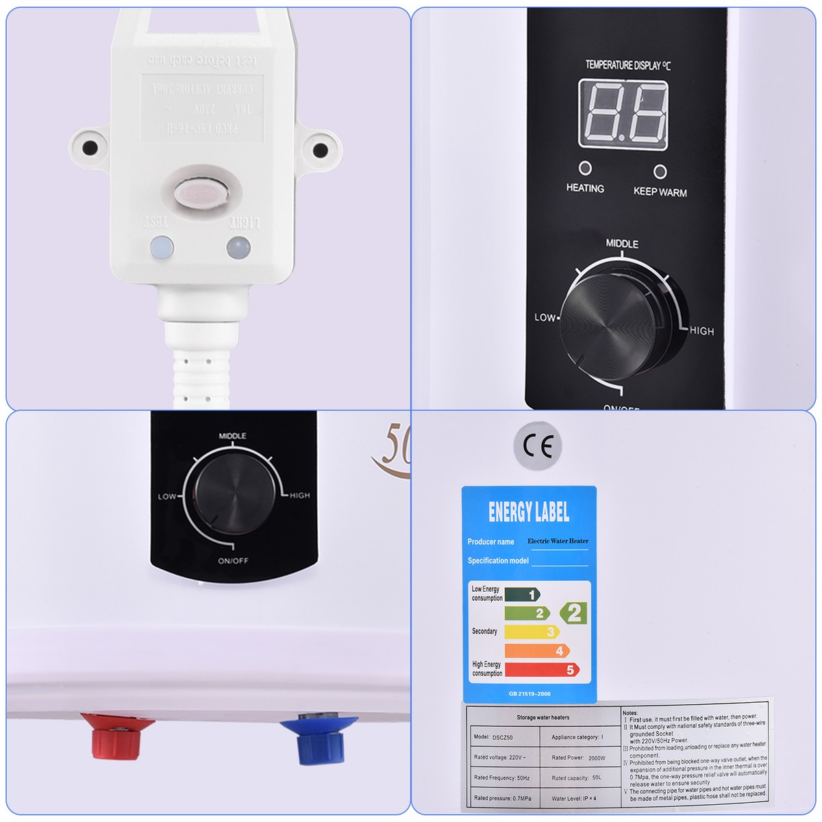 Elektro Warmwasserspeicher Boiler 50 80 100 120 L Liter 2kW Boiler Eco NEU  | eBay