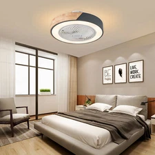 22'' Modern Ceiling Fan with Remote Dimmable LED Light Flush Mount Chandelier