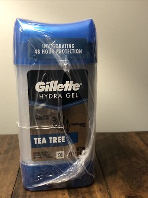 3x Gillette Men's Hydra Gel TEA TREE Deodorant Antiperspirant  3.8 oz Disc