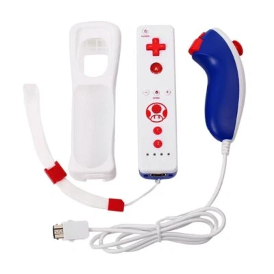 Nintendo Wii/Wii U Remote & Nunchuck Controller Set - Toad Mario Edition - Photo 1/4