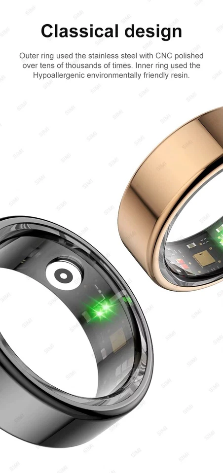 Rastreador de salud Smart Ring impermeable rastreador de actividad física sueño cardíaco para iOS Android Foto 3 de 4