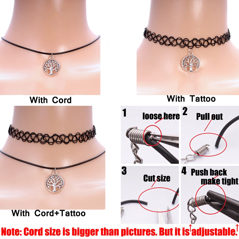 Women Men Black Leather Cord Charm Choker Pendant Tattoo Necklace Vintage Hippy