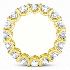 5.1 ct Round Diamond Eternity Ring 14k Yellow Gold U Band 17 x 0.30 E-F GIA sz 6