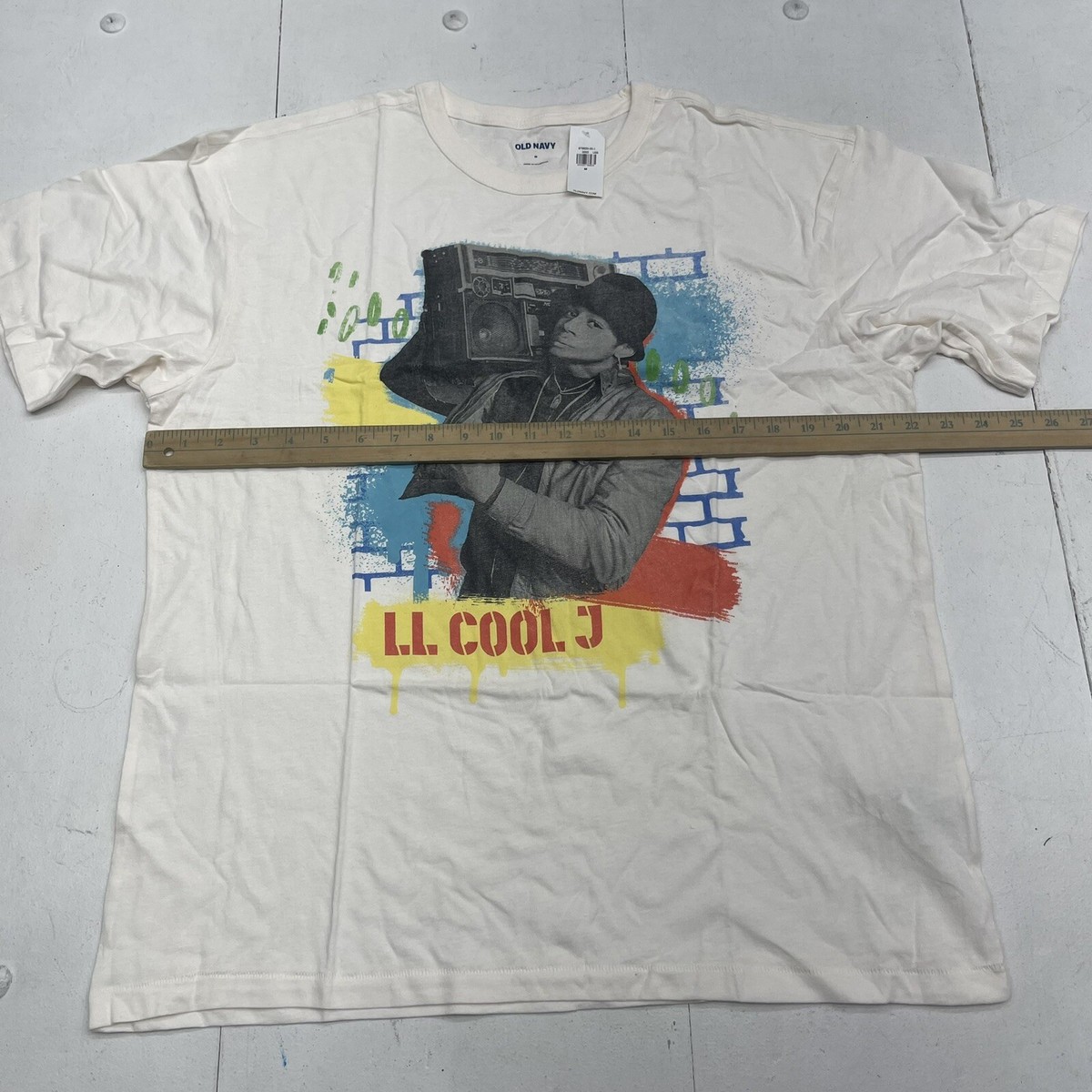 Old Navy Sea Salt White LL Cool J Graphic T Shirt Adults Size