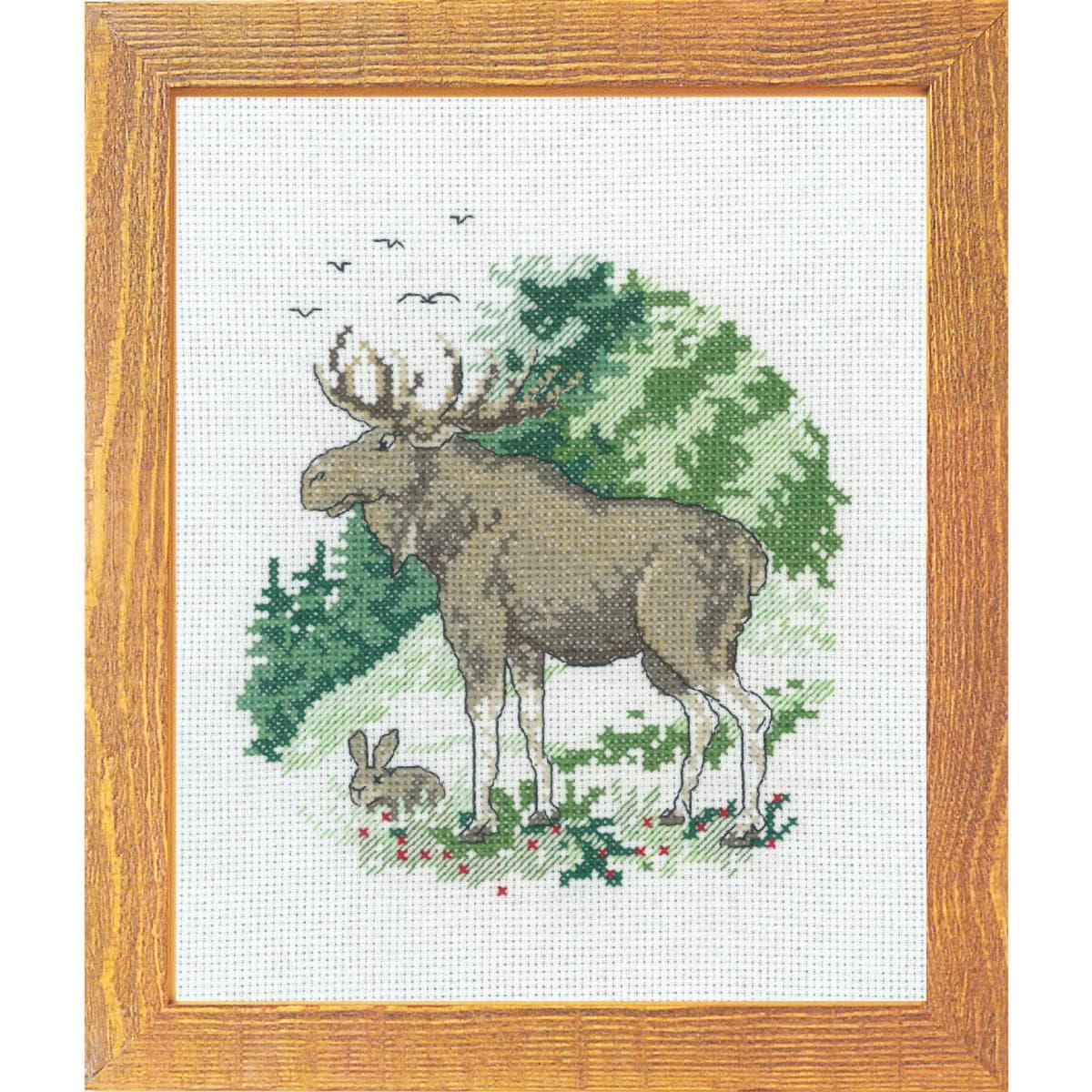 Permin counted cross stitch kit ""Moose"", 15x20cm, DIY, 92-8650