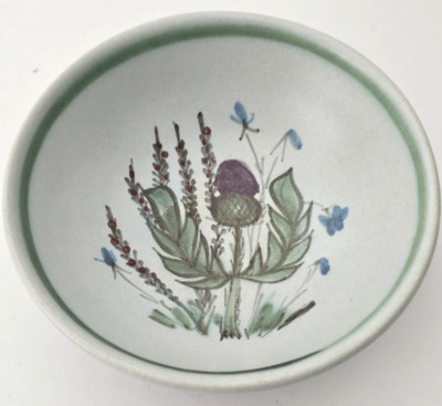 BUCHAN 1970s Stoneware Scotland Thistle Heather and Blue Bell 6'' Cereal Bowl